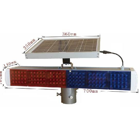 Solar Flashing Warning Light 700×150 mm (6 LED Groups)