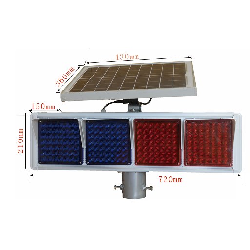 Solar Flashing Warning Light 750×250 mm (4 LED Groups)