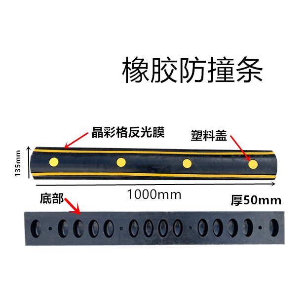Rubber Bumper Strip with Plastic Caps
