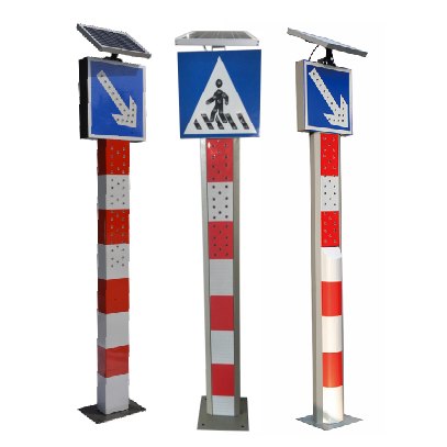 Solar Ramp Warning Post 2100 mm (Customizable Content)