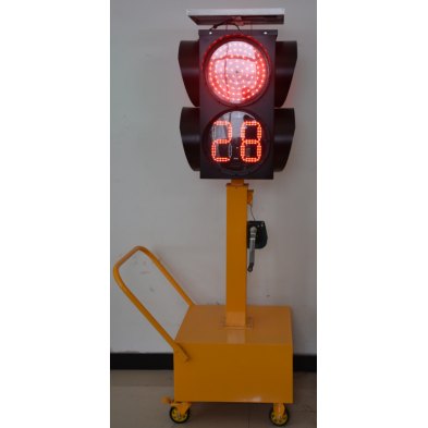 Solar Mobile Traffic Signal 300 mm (2 Heads, 6 Colors, Full Screen + Countdown)