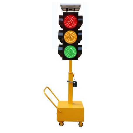 300 mm Solar Mobile Traffic Signal (3 Heads, 3 Colors, Hand-Crank Lift)