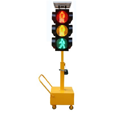 300 mm Solar Mobile Traffic Signal (3 Heads, 3 Colors, Hand-Crank Lift)
