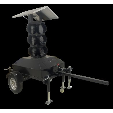 Trailer-Mounted Solar Traffic Signal (3 Heads, 9 Colors, Electric Lift)
